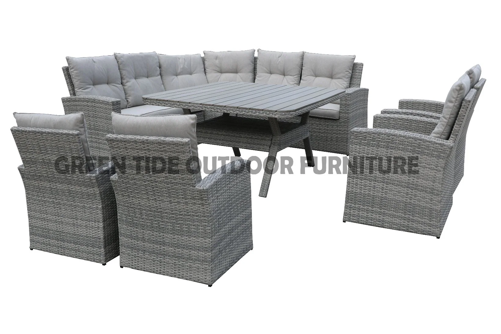 Terrasse Gartenmöbel Rattan-Esssofa-Set 8pcs