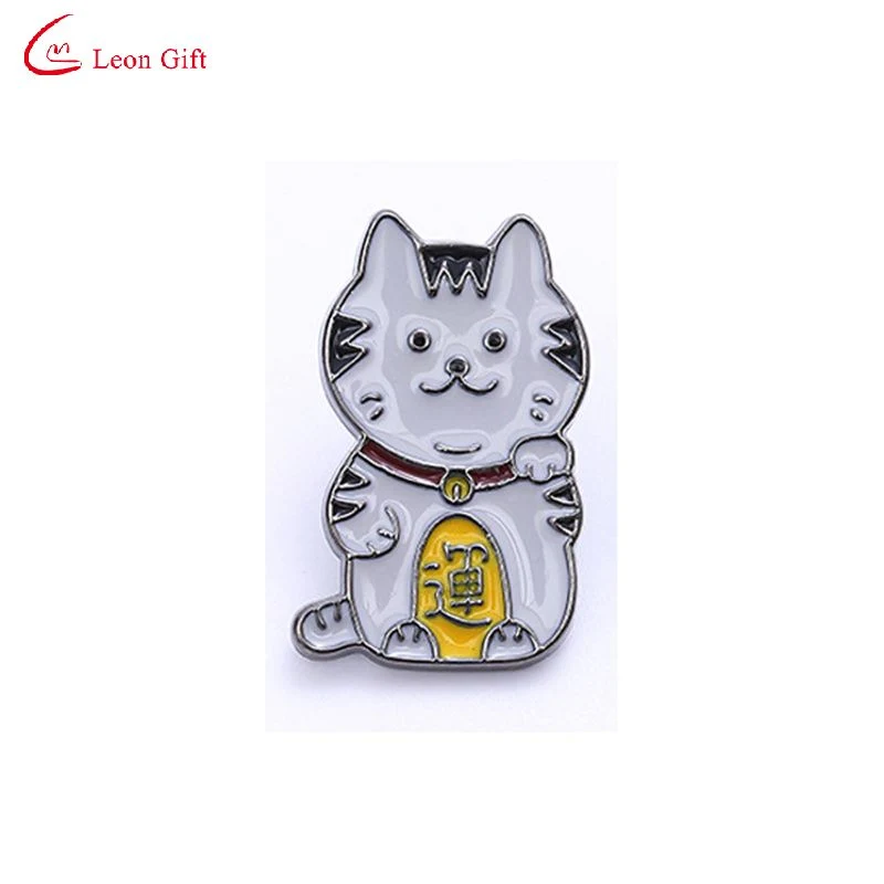 Venda por grosso de desenhos animados de logotipo personalizado sorte adorável animal de estimação adorável Pinos Cat Fortune Acessórios de Moda dons ligas macias de disco rígido de metal Broche crachá do esmalte Pin de lapela