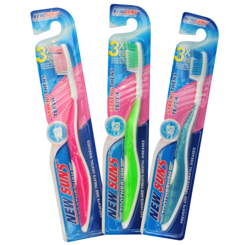 Brosse à dents pour adulte avec dents massage du manche demi-transparent