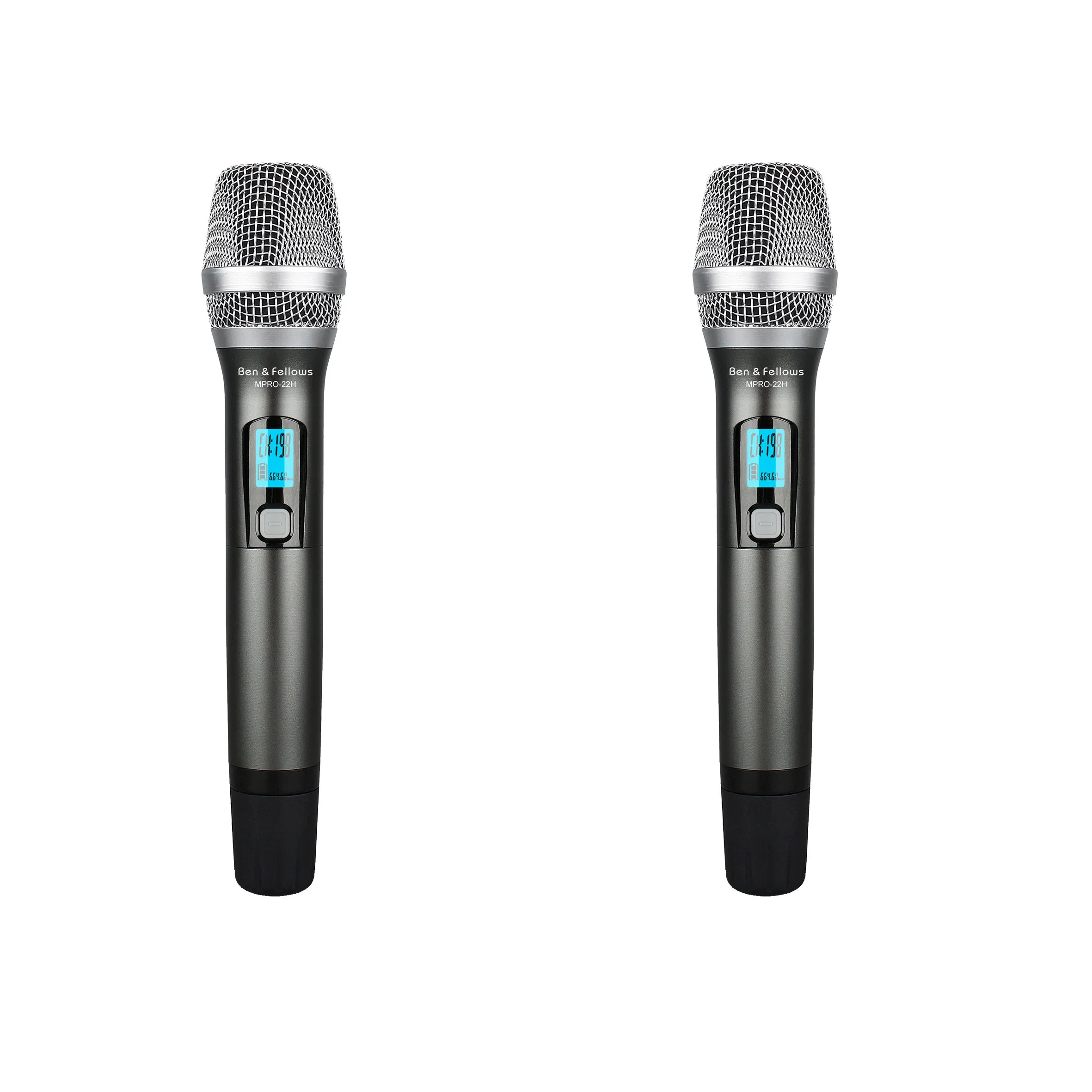 Professional Audio 2 Channels UHF Handheld Wireless Microphone for KTV/ Bar/ Church/ Wedding