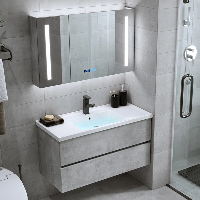 En el mercado europeo de Design Inicio Hotel Apartamento Lavabo armario colgado en la pared de madera de contrachapado de cuarto de baño Muebles de tocador con espejo