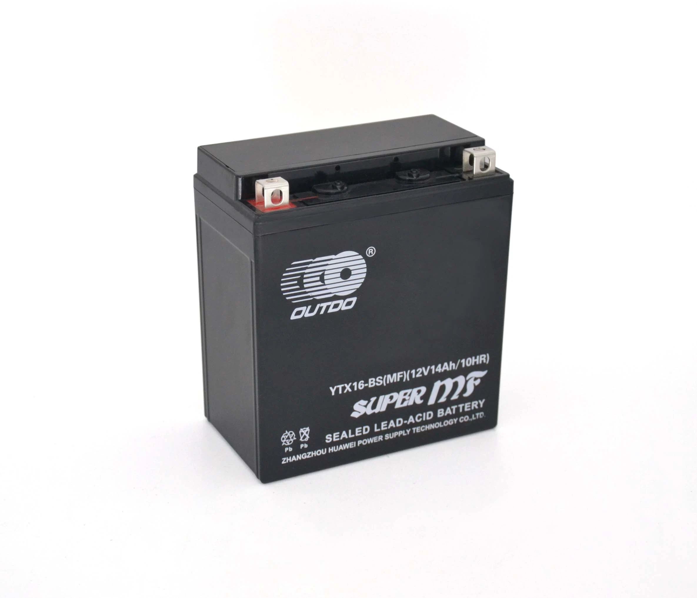 12V 14ah Ytx16-BS Outdo AGM Sealed Mf Maintenance Free Factory Activated Power Sports Starter High Performance Rechargeable Lead Acid Motorcycle Battery