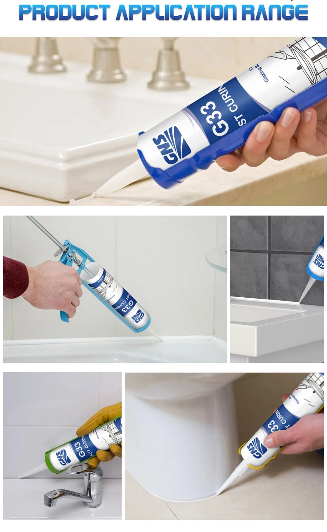 Acetoxy Cure One Part RTV Silicone Sealant Which Applied on Glass, Ceramics Vitreous Enamels. Shelves, Counter Cabinets