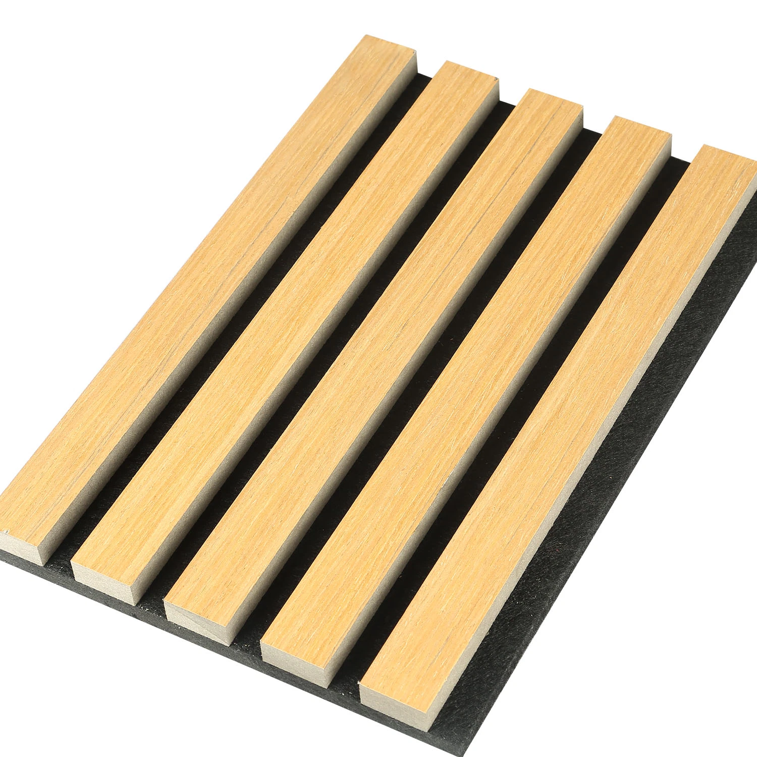 B1 Fire Retardant Sound Absorption MDF Slatted Wooden Wall Panel with Polyester Fiber Slat Acoustic Panel for Home Hotel Decoration