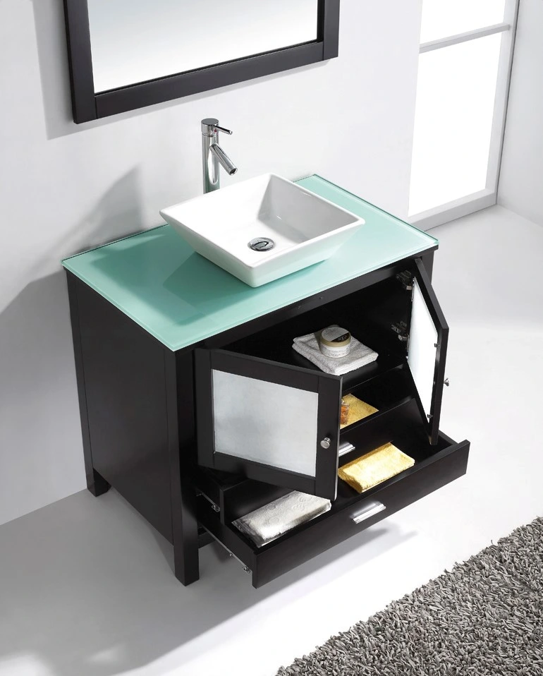 Modern Design Black Solid Wood Bathroom Cabinet