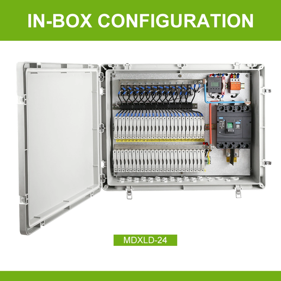 Moreday 1-24 Strings Input Solar Junction Box/PV Combiner Box with Breakerspd Lighting Protection for PV System