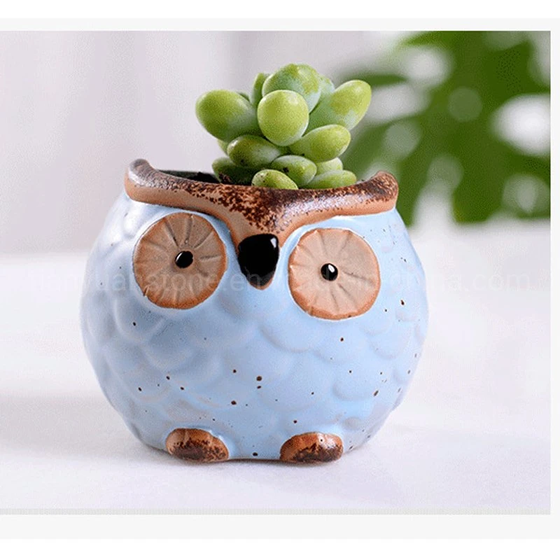 Macaron Owl Succulent Thumb Flower Pot Animal Decoration Ceramic Flower Pot