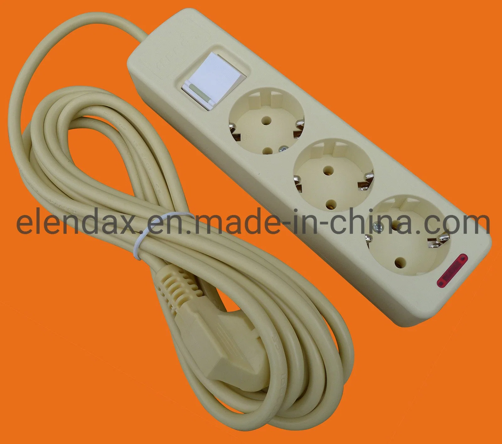 3-polige Steckdosenleiste für Netzverlängerung mit Erdlicht (E5003E)