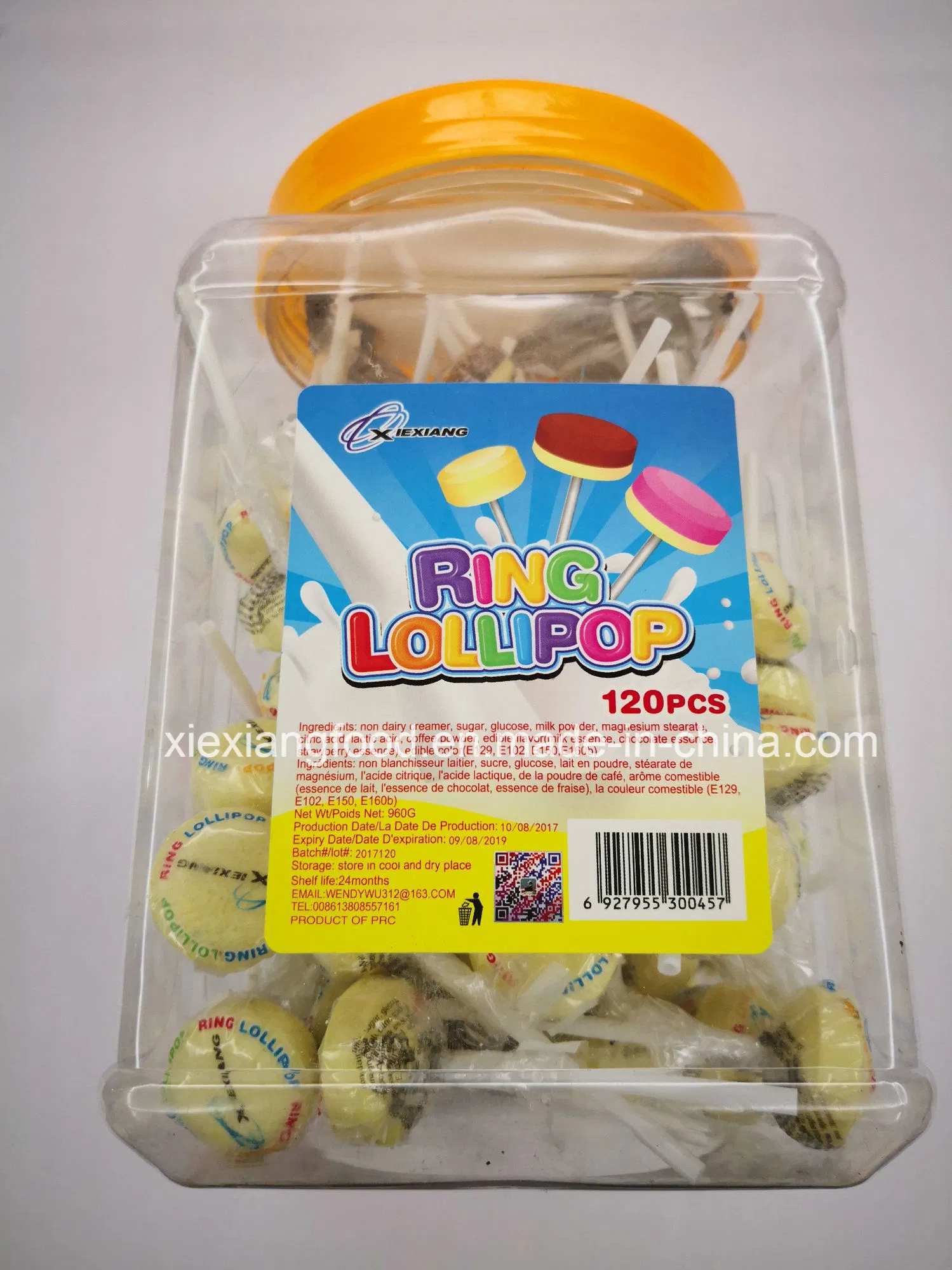 Ring Lollipop mit Milchgeschmack, Schokoladengeschmack und Erdbeer-Geschmack