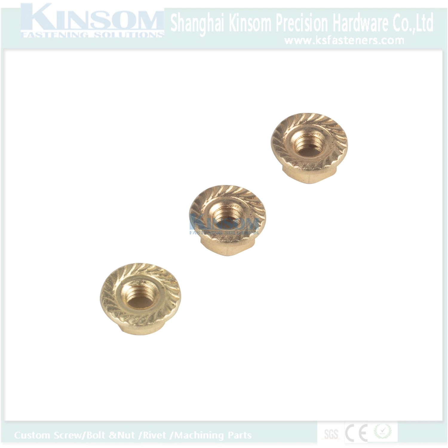 Hex Flange Nuts with Zinc Coating Copper Color Steel Nut with Knurled
