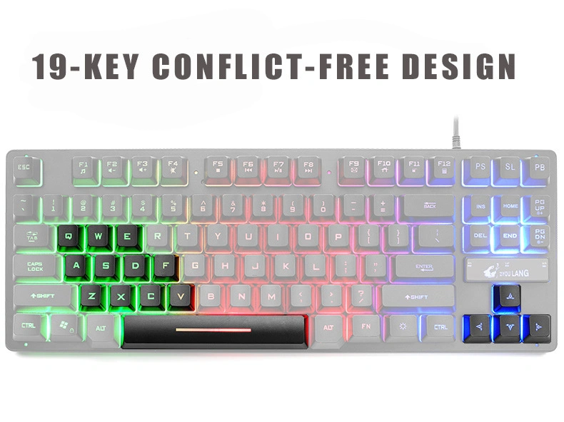 New Arrival USB LED Light 87-Key Gaming Computer Keyboard