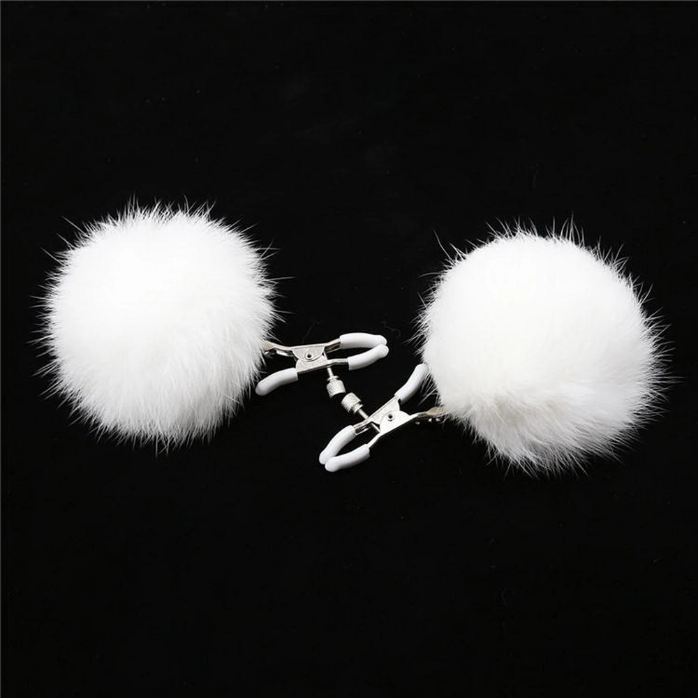 Mogloves Cute Plush Rabbit Tail Nipple Clamps Sm Flirting Adult Sex Accessories Couple Sex Toys Bondage Set Bdsm