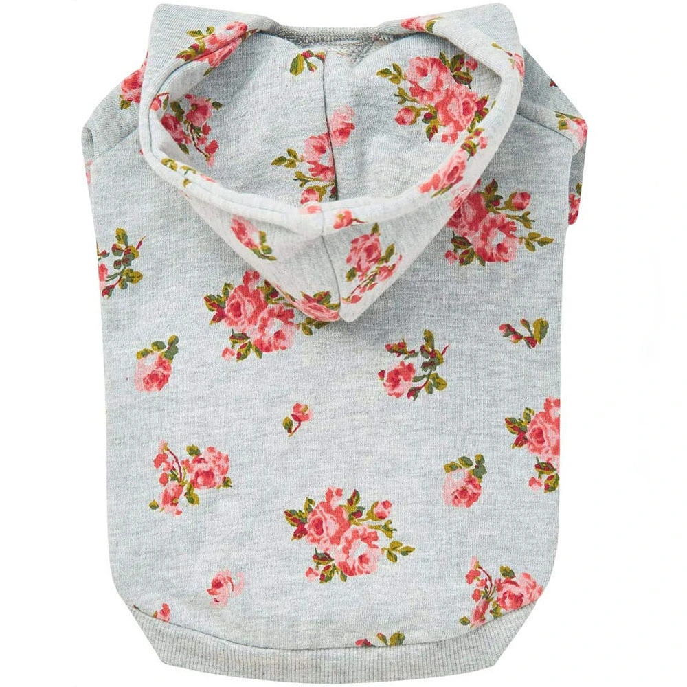 Button Floral Patterns Printing Cotton Dog Hoodie Apparel