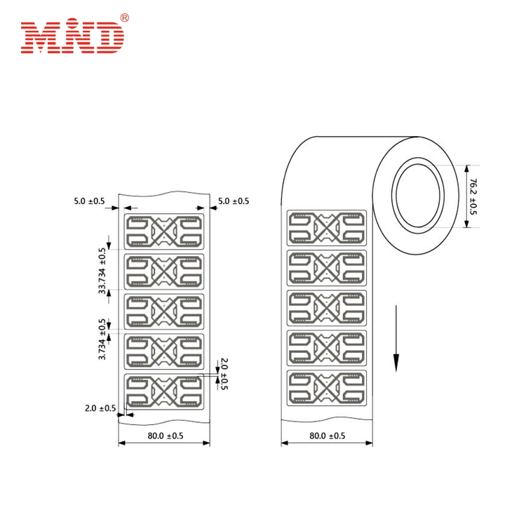 Custom RFID UHF label Stickers 860MHz-960MHz in Roll