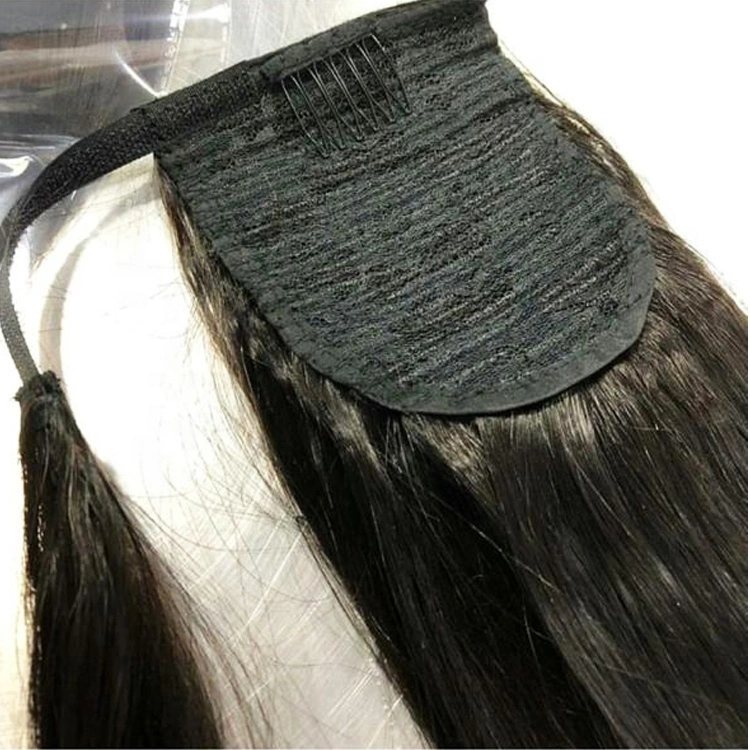 Kbeth Clip de cola de caballo de extensión de cabello negro para damas en el verano de 2021 la moda Cool cabello humano real resistencia a altas temperaturas aceptar extensiones personalizadas