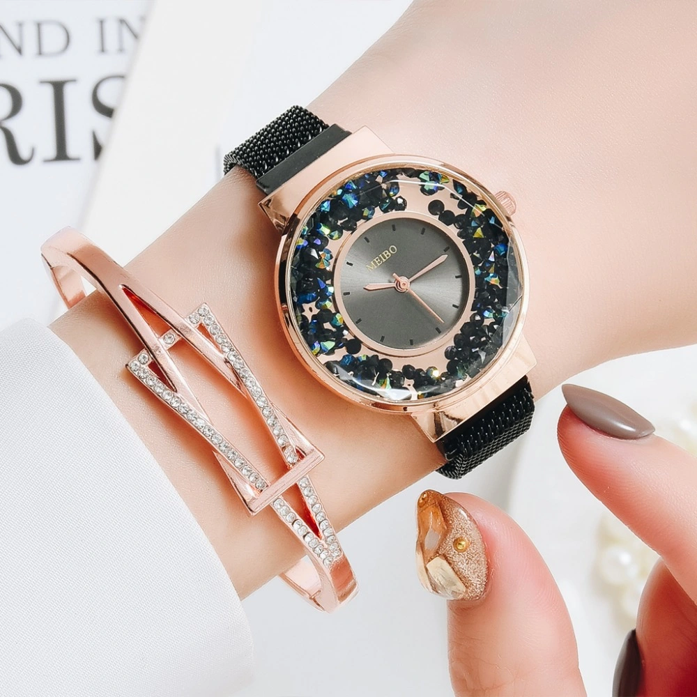 Fashion Watches for Women Luxury Ladies Quartz Magnet Buckle Movable Rhinestones Ladies Wristwatches Pink Clock Relogio Feminino