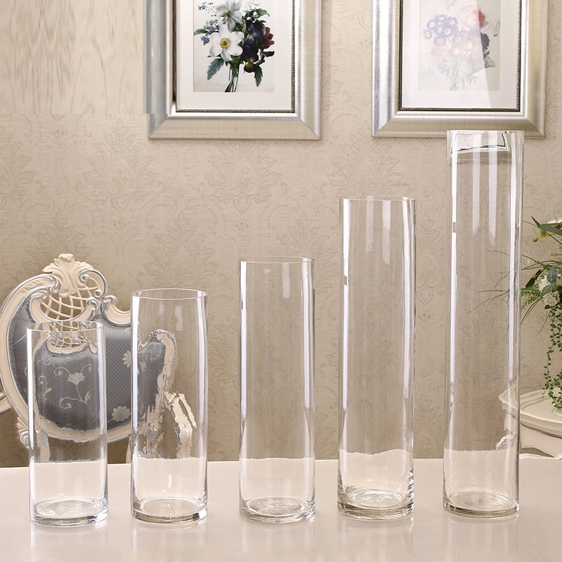 Wholesale/Supplier Factory Supplies Cheap Tall Home Cylinder Modern Nordic Wedding Decorations Clear Flower Glass Vase