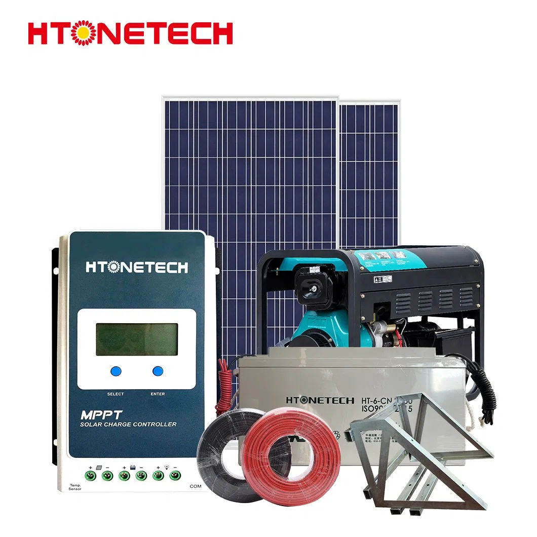 Htonetech 10 Kw off Grid Solar Power System China 8kw 10kw Solar Panel 150 Watt Mono Auto Start Diesel Generator 10 Kw Solar System Hybrid Lithium Ion System