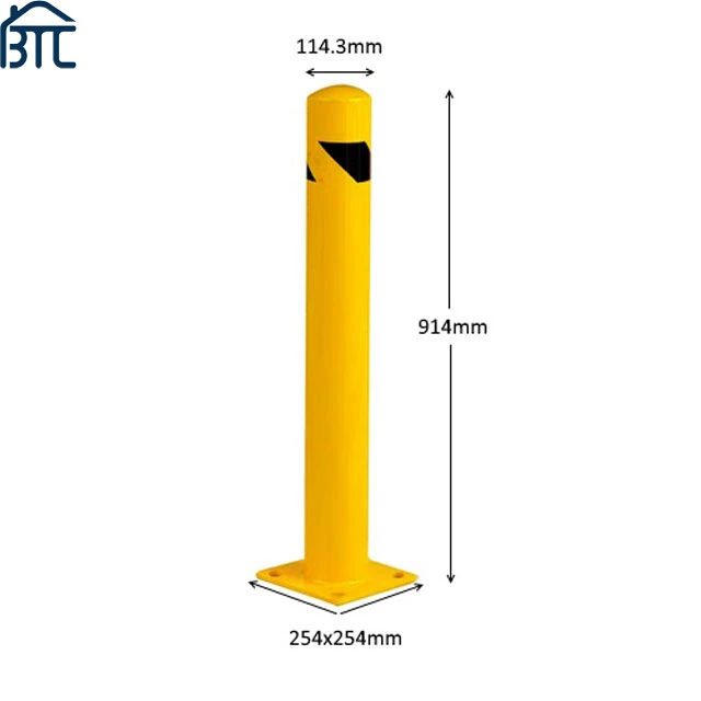 36" 42" 48" amarillo de alta barrera de acero del tubo de balizas de seguridad puesto.