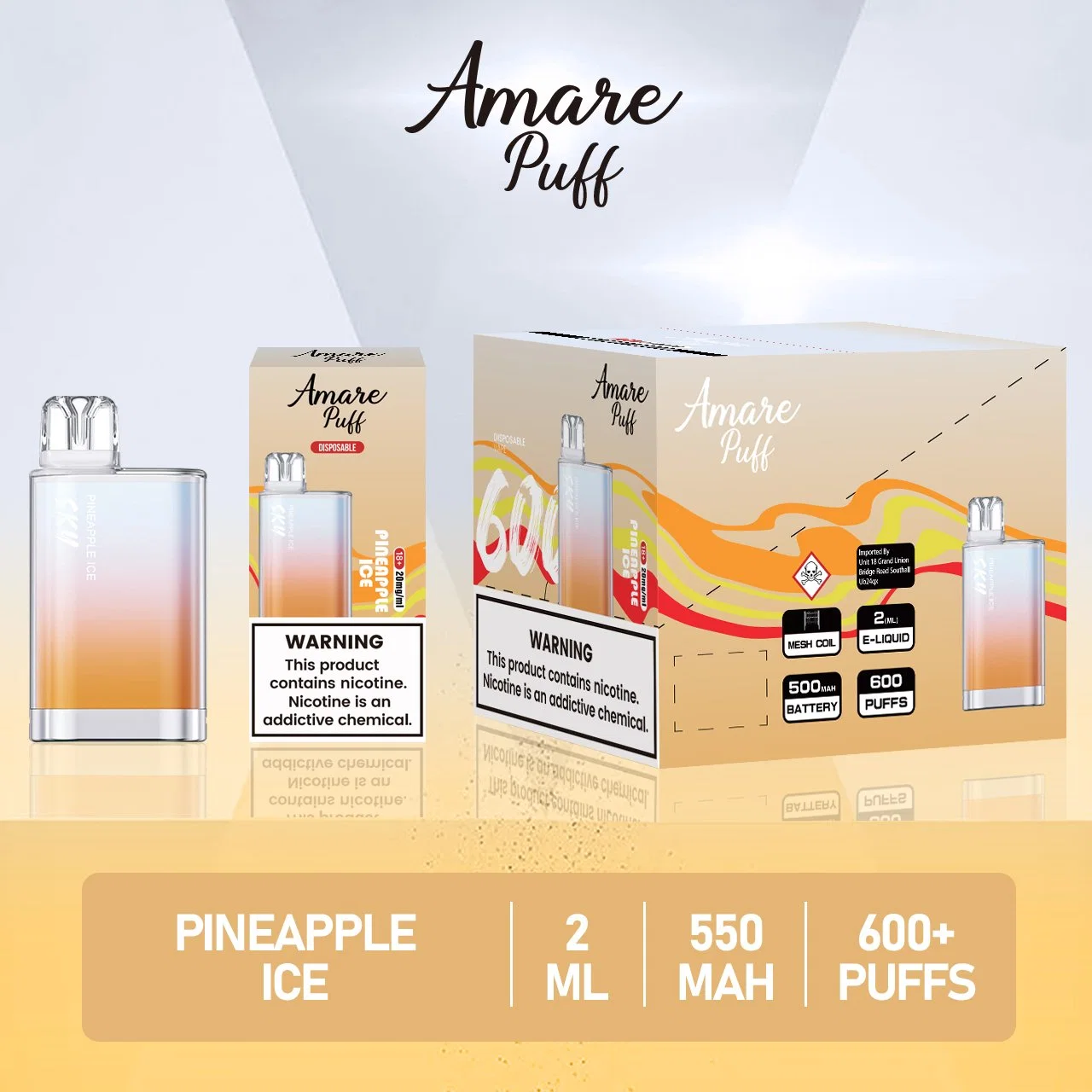 Harleybar Aamre Puff Sky Popular Mini Box Wholesale/Supplier Vape 600 Puffs Disposable/Chargeable Electronic Cigarette