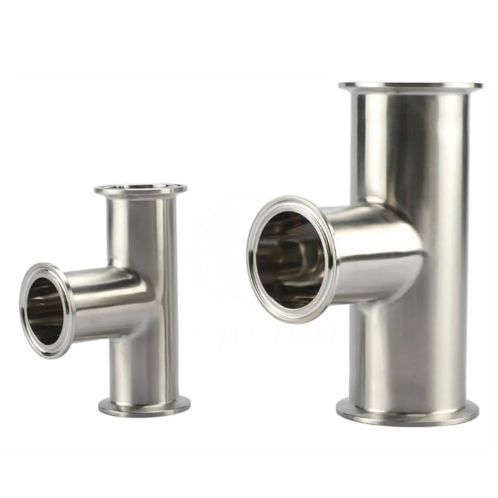 DIN SMS 3A Sanitary Pipe Fitting Stainless Steel 304 316L 1/2&prime; &prime; Tri Clamp Equal Tee Joint for Food