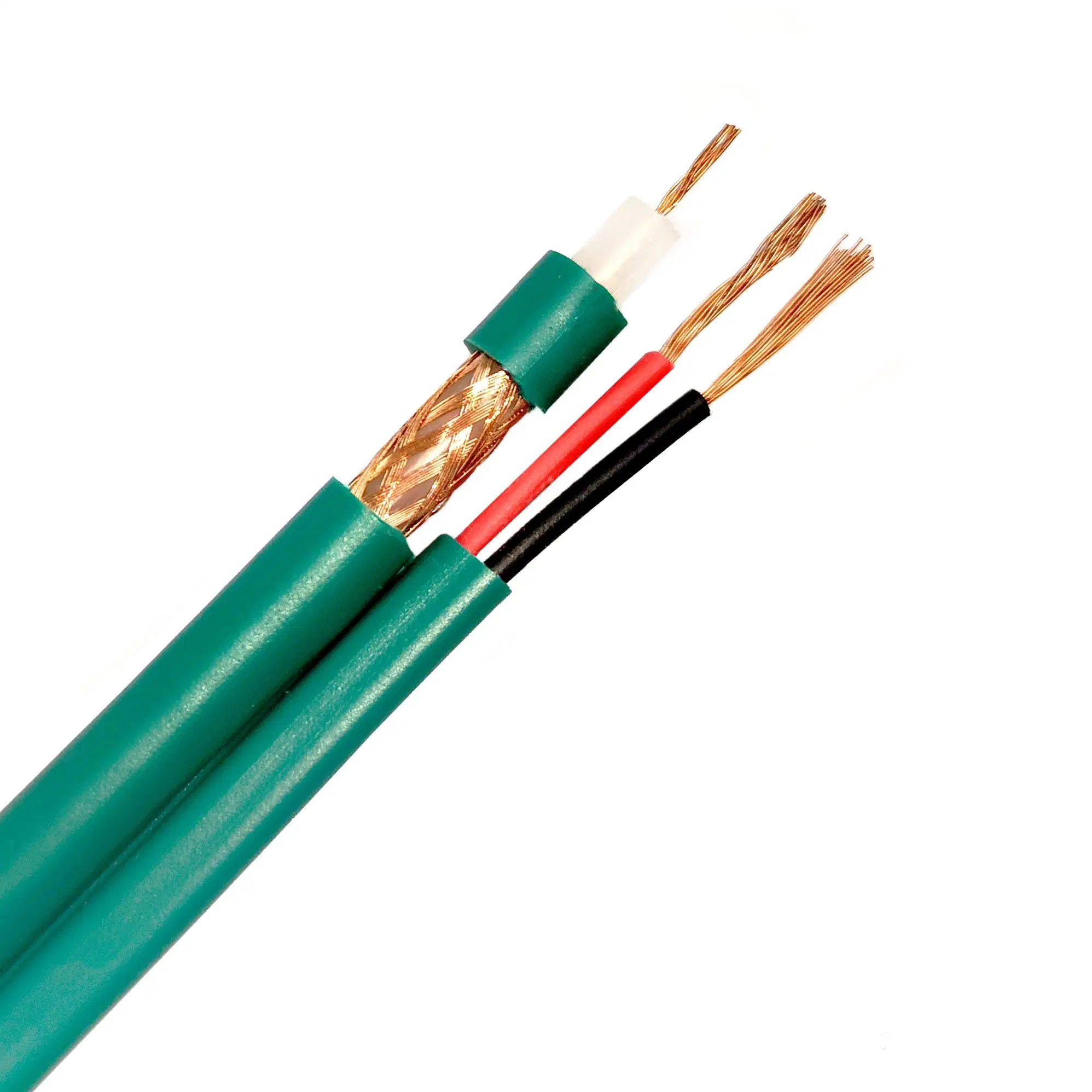 Green Coaxial Wire Kx6 +2c Coaxial with Power TV Cable