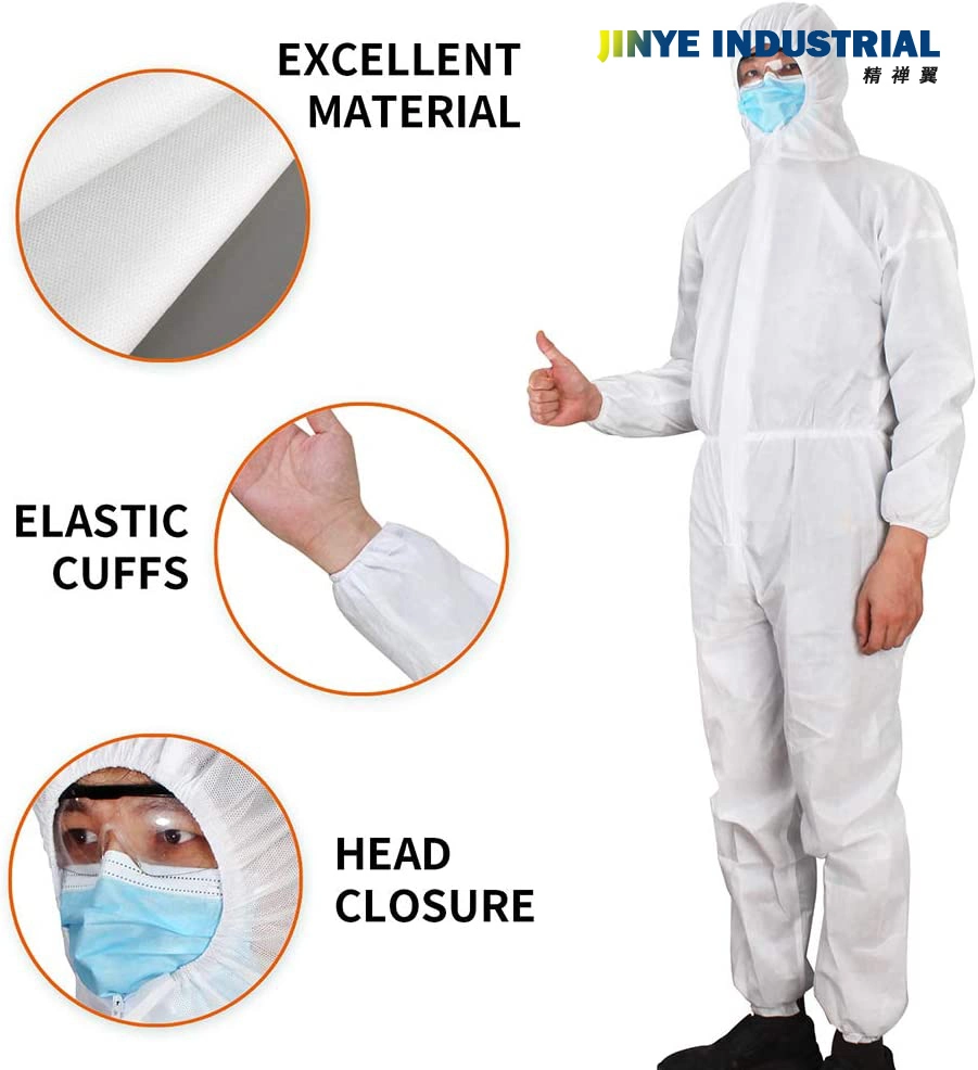 Coverall White Protective Non Woven PP Disposable Surgicalisolation Gown