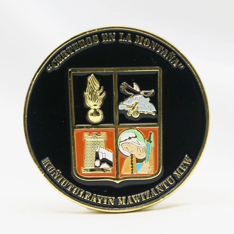 Customized 3D Military Soft Enamel Zinc Die Cast Antique Nickel Plating Challenge Coin