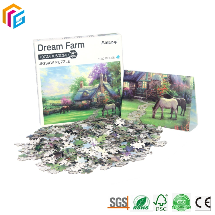 Chine fournisseur carton papier épais personnalisé matrice d'impression couleur Couper 500/1000 pièces adultes Jigsaw puzzles