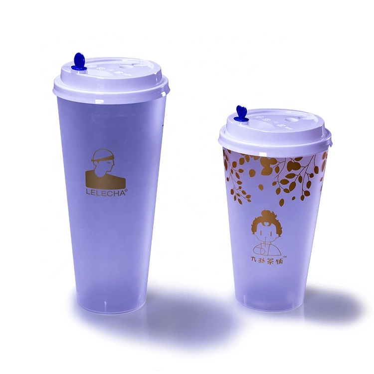 Disposable U-Shaped Plastic Juice Drinking Food Grade Cup with Lid for Bubble/Flower Tea Coffee Bean Hot Resistant