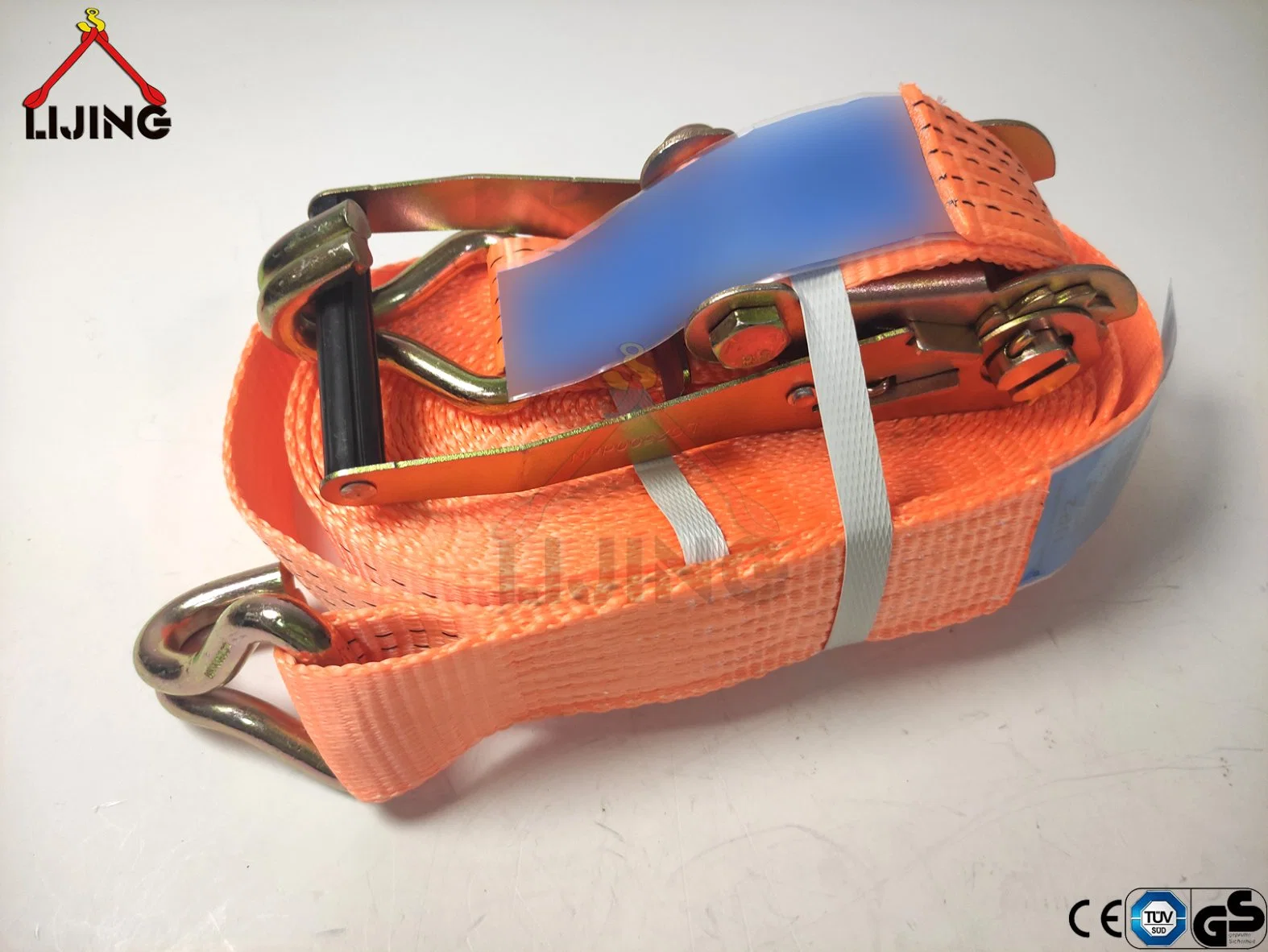 50mm 5t 12m Orange Ratchet Tie Down Cargo Strap with Double J Hook