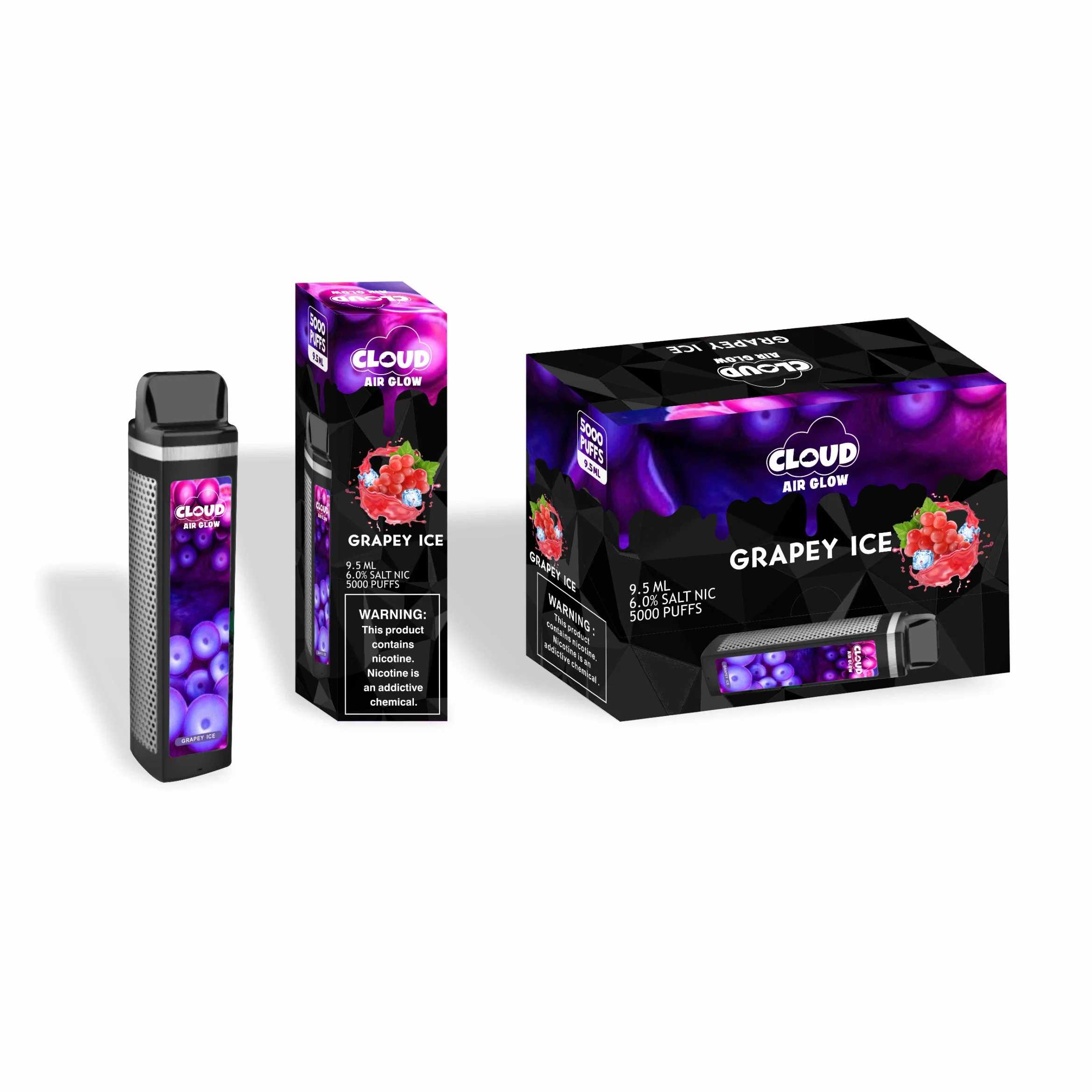 6 Sabores E Cig Vapor desechables 5000 inhalaciones con el color del LED Luz Cigarrillo electrónico