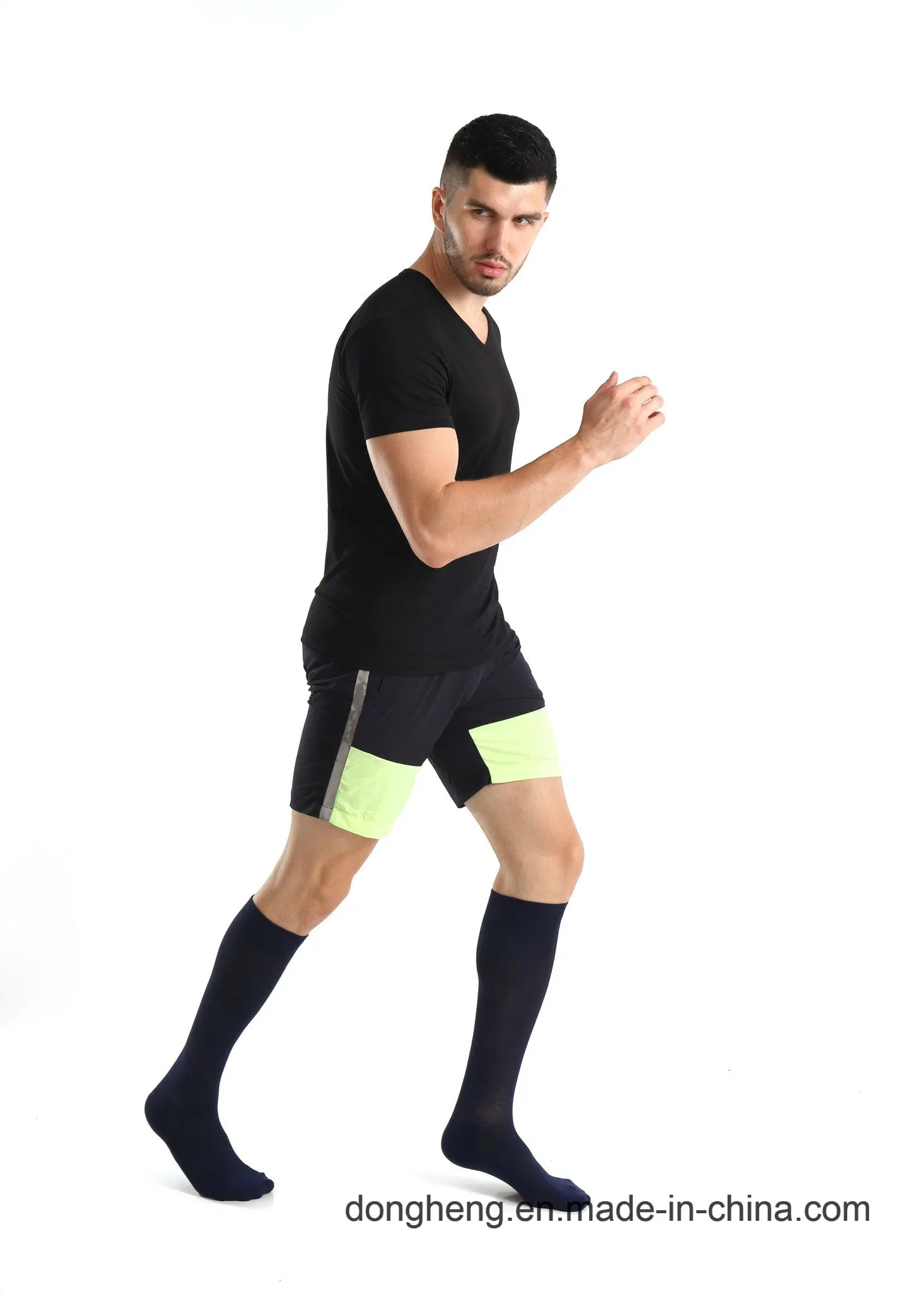 Soporte Knee-High graduado de la compresión de algodón Color Blocking calcetines para hombres y mujeres