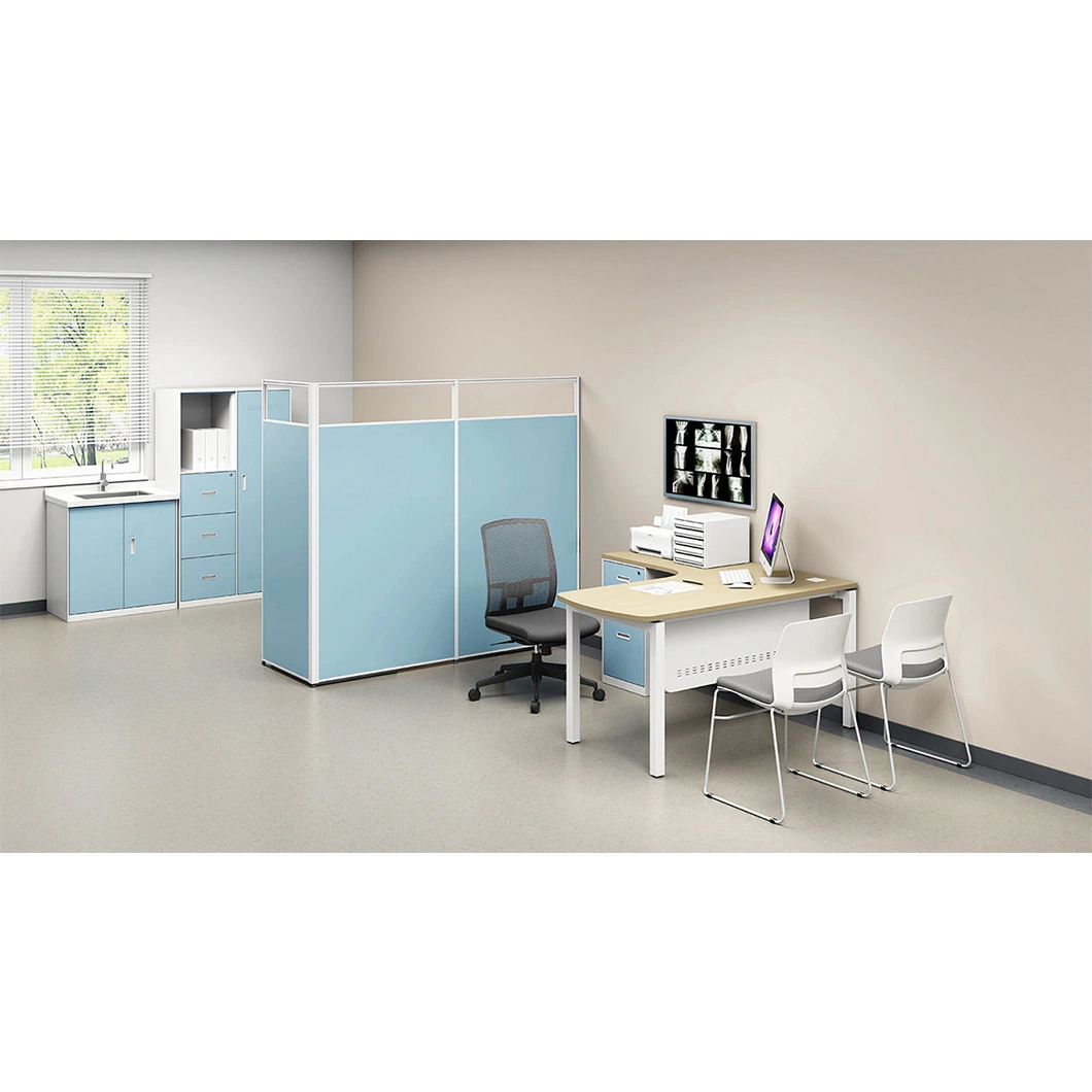 Muebles de Hospital MDF Escritorio y mesa de aleación de aluminio Frame Manager Desk con el lado archivador