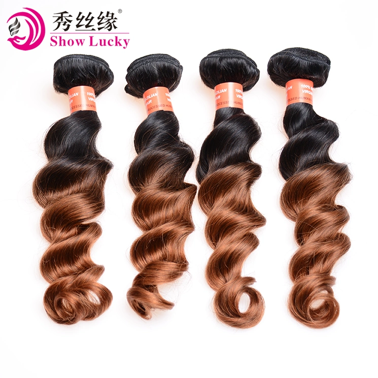 Virgem grossista Ombre cabelos de dois tons 1B/30 ondas soltas Remy Tecelagem de cabelo chinês