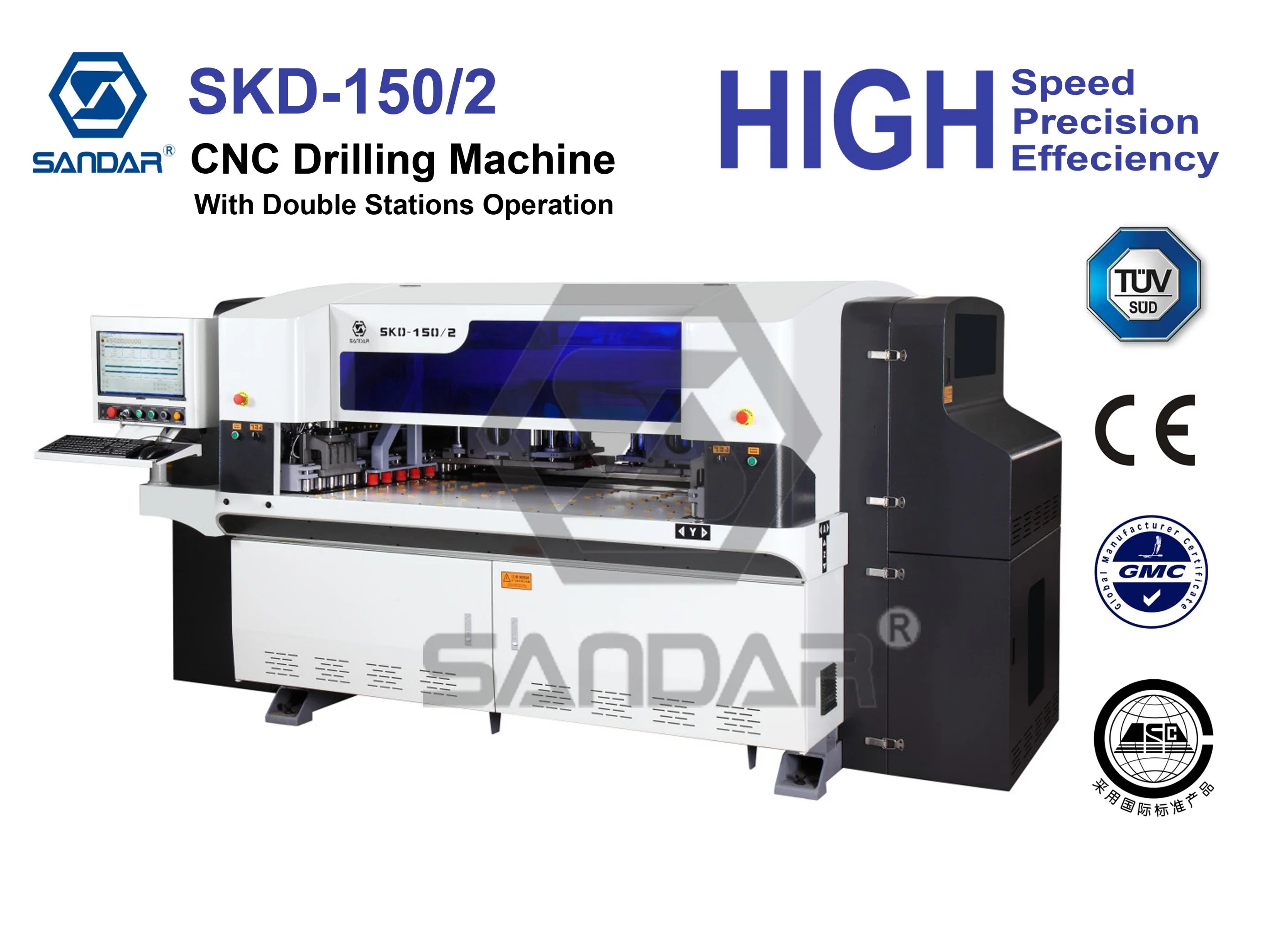 Carpintería automática de 5 lados CNC Máquina aburrido con la doble operación de estaciones