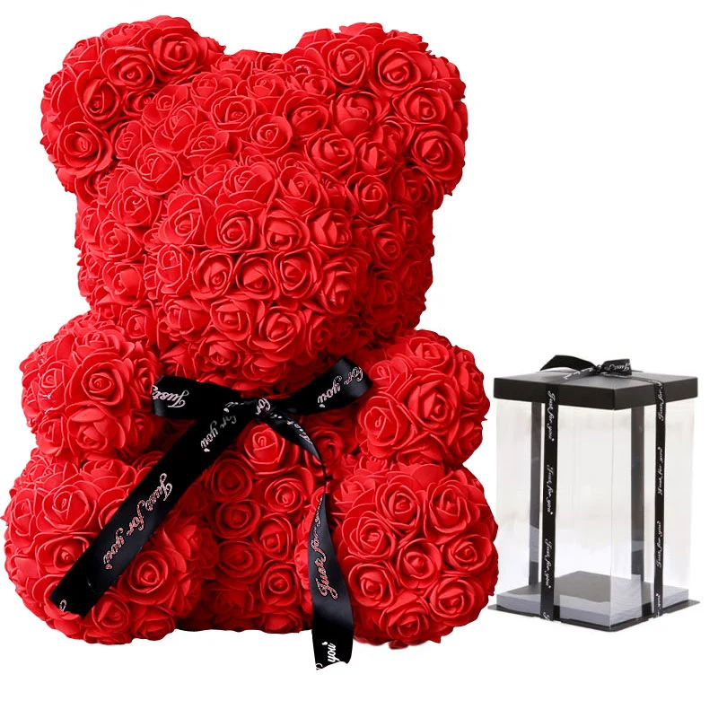 Rose Teddy Bear Valentines Day Mother's Day Gifts for Girlfriend Women Wife Aniversity Decorations Birthdays Bridal Shower (Red)