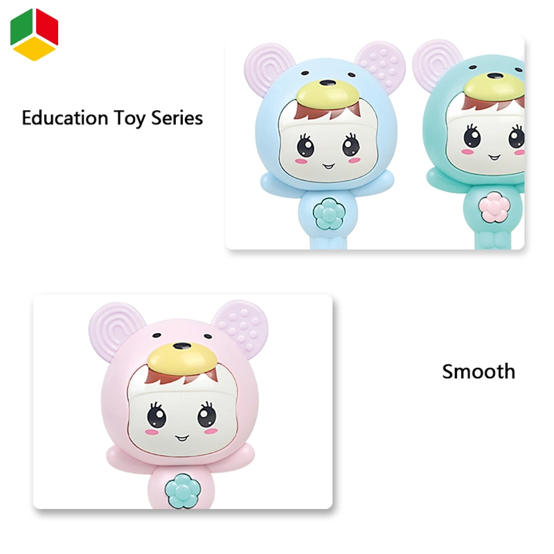 QS descuento Educational Plastic Cartoon Baby Soft Toy Promotion Regalo Cute Teether Musical Baby Rattle Toys con música ligera