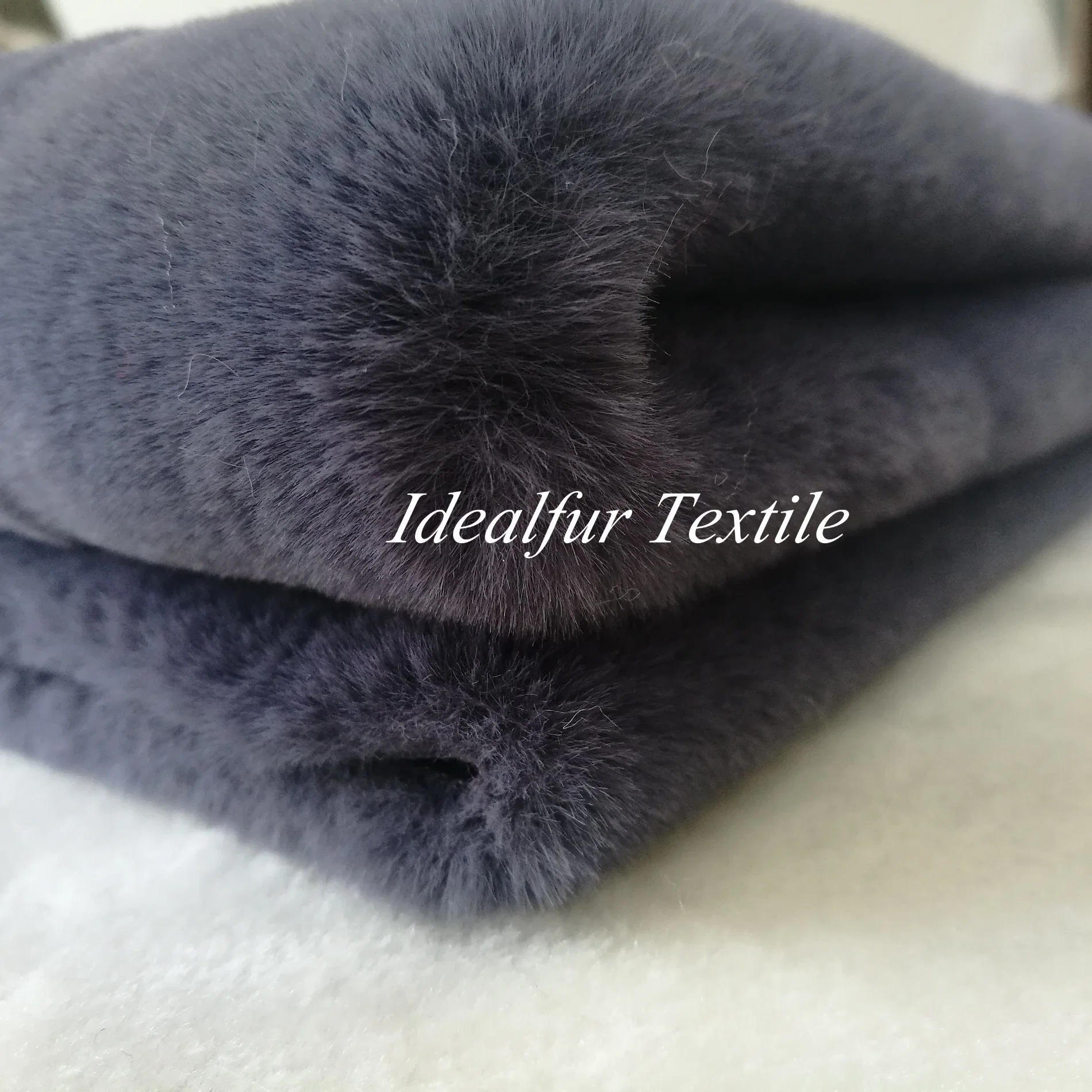 Dark Grey Knnited Fabric Rabbit Fur