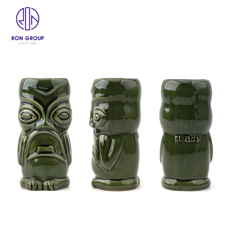 China Wholesale/Supplier blue Green Tiki Mug Ceramic Tea Cup Drinkware Tableware for Restaurant Hotel