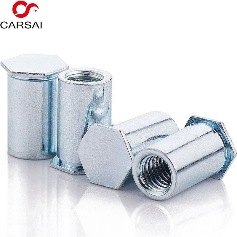 Bso Carbon Steel Blue White Zinc Plated Riveting Nut Column Hexagon Flat Head Blind Hole Riveting Stud Standoff