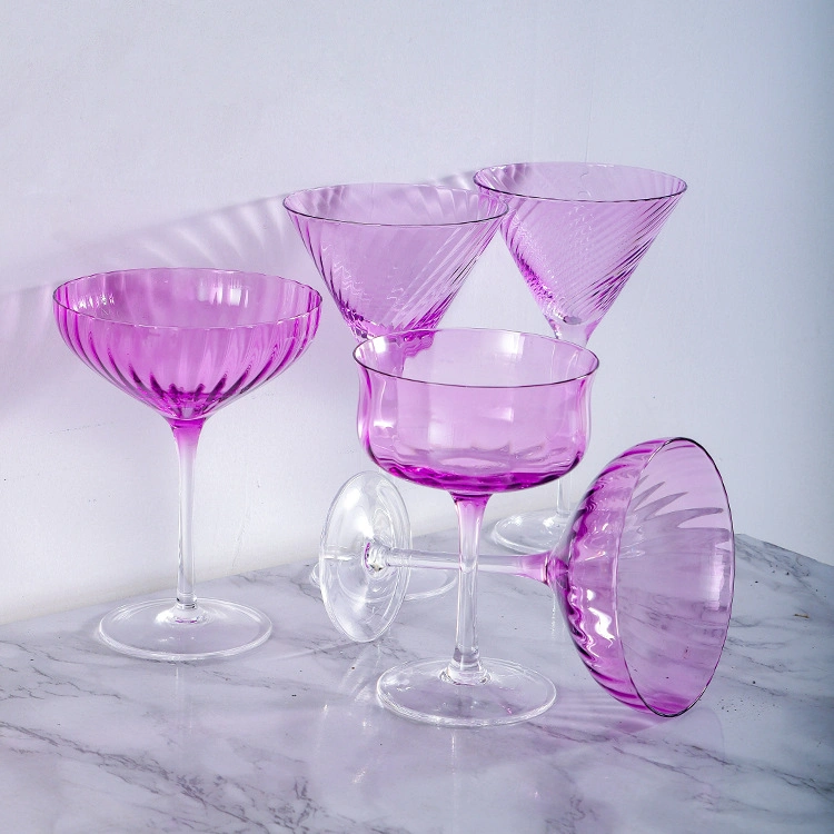 Cocktail Glass Purple Della Vertical Tall Glass Crystal Wine Glass