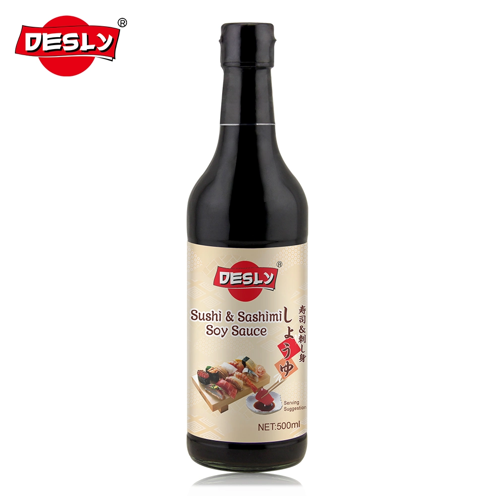 Premium Cocina Japonesa Seasoning Shoyu Mayoreo botella de plástico de 500 ml Salsa de soja de Desly Sushi y Sashimi