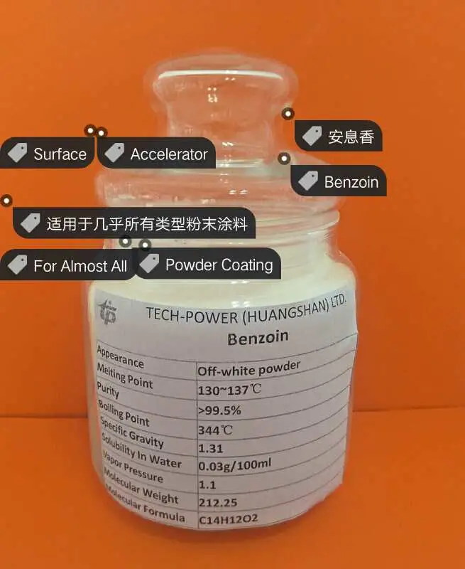 Benzoin (2-Hydroxy-1, 2-Diphenylethanoe) Auxiliary Agent for Powder Coatings