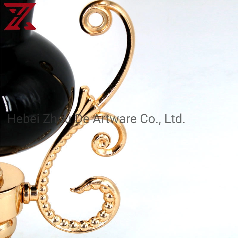 Manufacture Customized Metal Base Glass Cylinder Vase for Home Decoration Vase