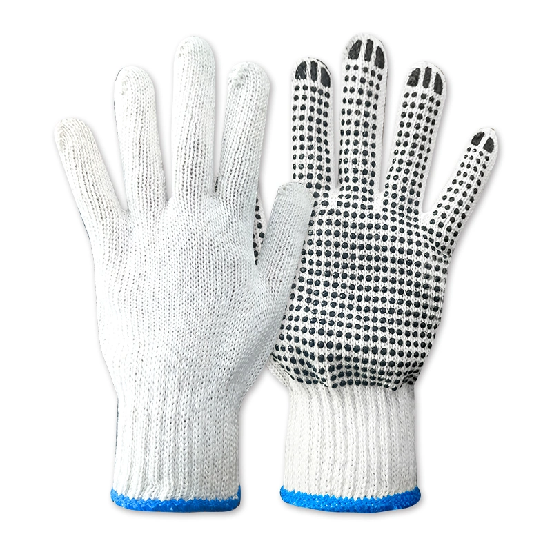 White Cotton Knitted Single PVC Single Dotted Hand Protection Garden Working Safety Gloves