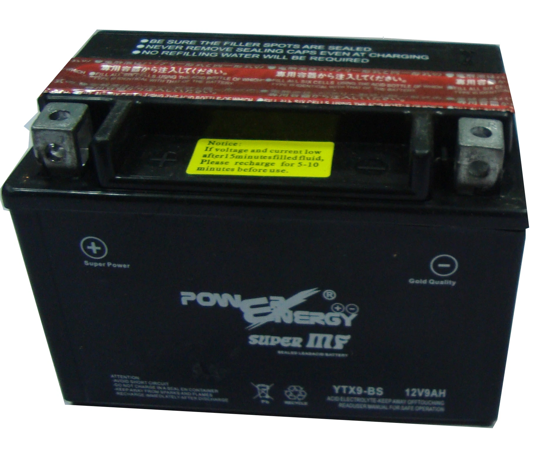 Ytx9-BS 12V9ah batería de plomo ácido sin mantenimiento con carga seca VRLA Batería batería solar batería seca batería cargada motocicleta batería