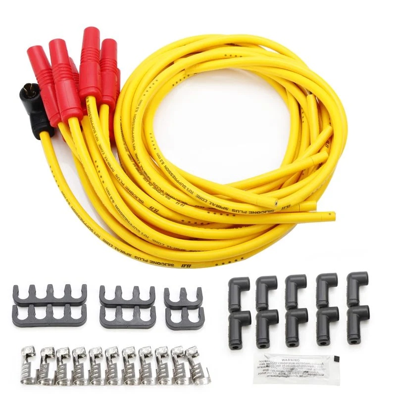 8.8mm Universal Spark Plug Wire Set with Red Silicone Boots