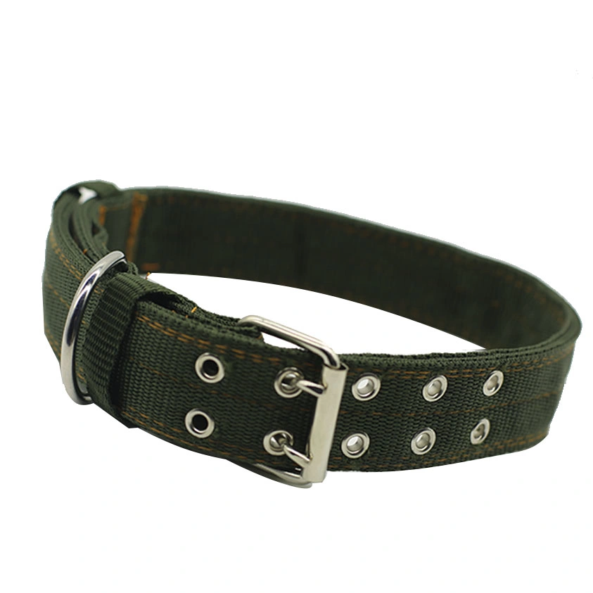 Tc1007 Classical Designer Premium Metal Buckle Double Needle Nylon Wide Dog Collar