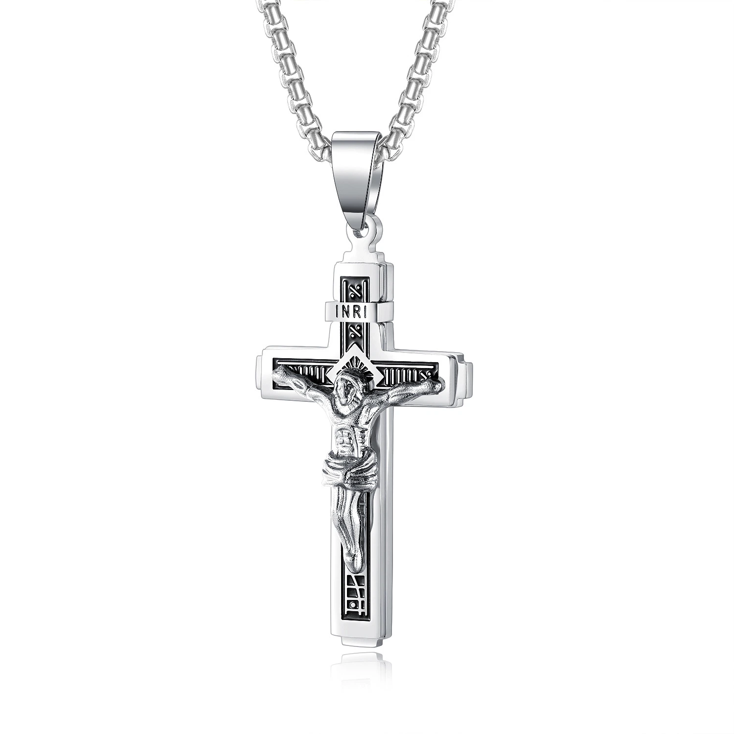 Diseño simple cruz de acero inoxidable religiosas joyas collar de cadena